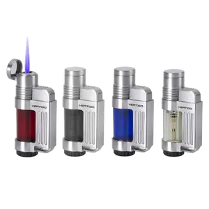 Vertigo Jolt Single Flame Torch Lighter Wind Resistant Clear Fuel Tank Extra Large Flame Adjuster Sturdy Metal Housing Compact Pocket Size