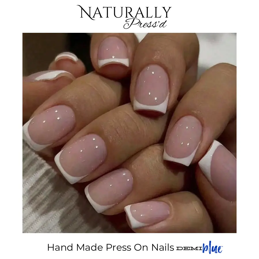 "French Me" Naturally Press'd Chemical-Free French Tip False Nails & Accessories Set - Includes How-To Video for Manicures, Diy Nails At Home, Nail Transformation