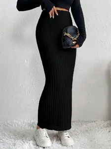 Autumn and winter style women's casual and versatile warm women's straight half-body long skirt