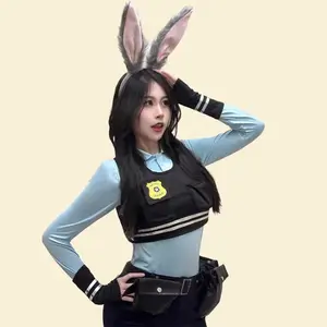 Hot girl! Judy cos costume "Rabbit Police Officer" clothes Judy large adult men and women comic exhibition Halloween one size