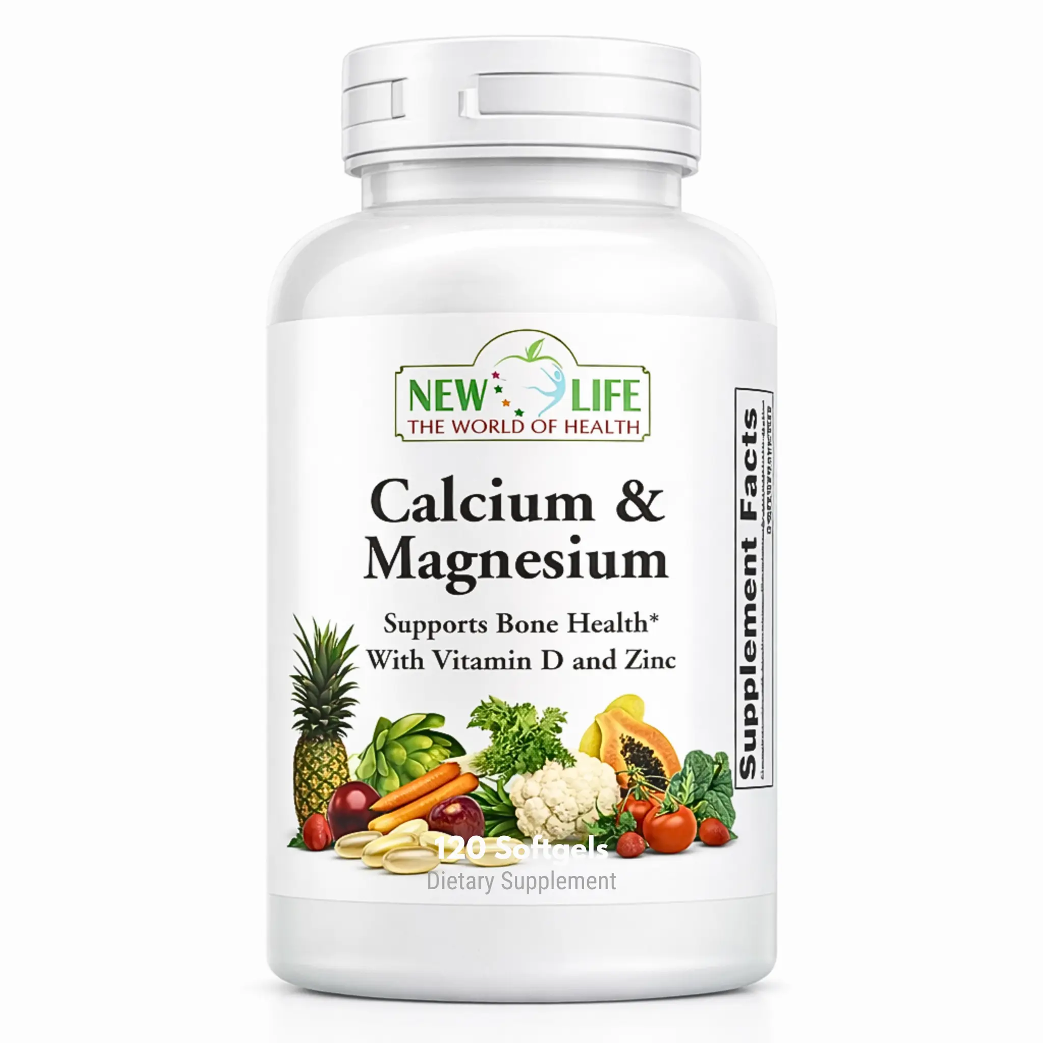 New Life Calcium & Magnesium with Vitamin D3 & Zinc 120 Softgels for Bone Health Support Natural Dietary Supplement