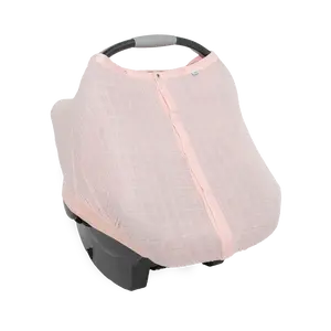 Cotton Muslin Car Seat Canopy - Light Pink