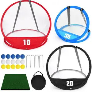Golf Chipping Net, Golf Chipping , 3 count Pop-Up Golf Practice Net Backyard with 3 Targets, 15 Balls, 1 Hitting Mat, 1 Storage Bag, Indoor Outdoor  (Golf Clubs not Included)