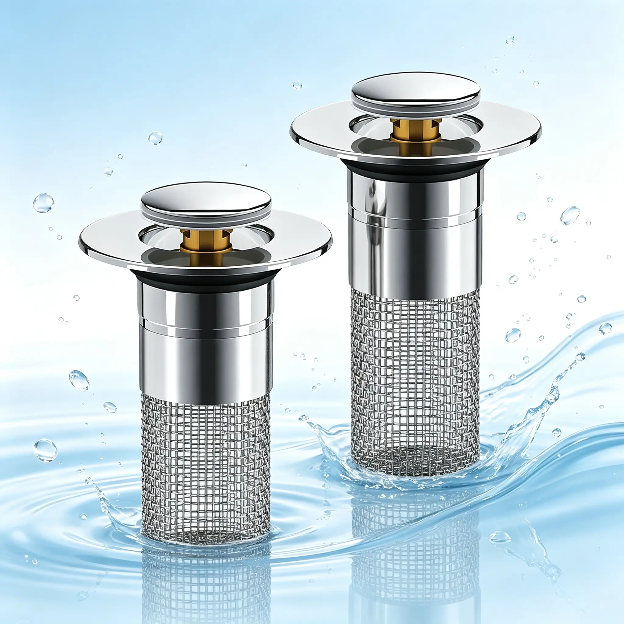 Bathroom sink,Stainless Steel Floor Drain Filter,Bathroom Sink Stopper Hair Catcher with Removable Stainless Steel Filter Basket Hair Catcher,Isolate Odor Pop Up Sink Drain Filter