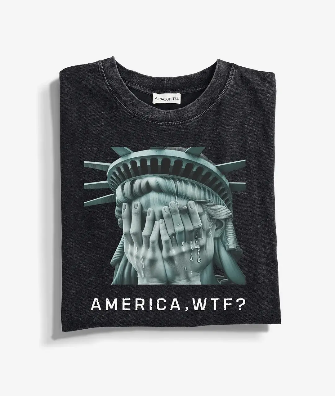 Weeping Sculpture Acid Wash T-shirt,For Men And Women funny  graphic  tees alix  earle  shirt