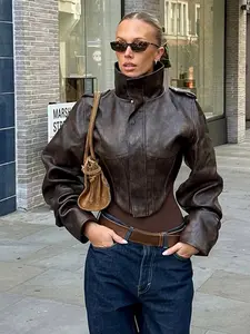 The LUXÉLINE “Dominique” Power Puffer — Sculpted Brown Shield Jacket