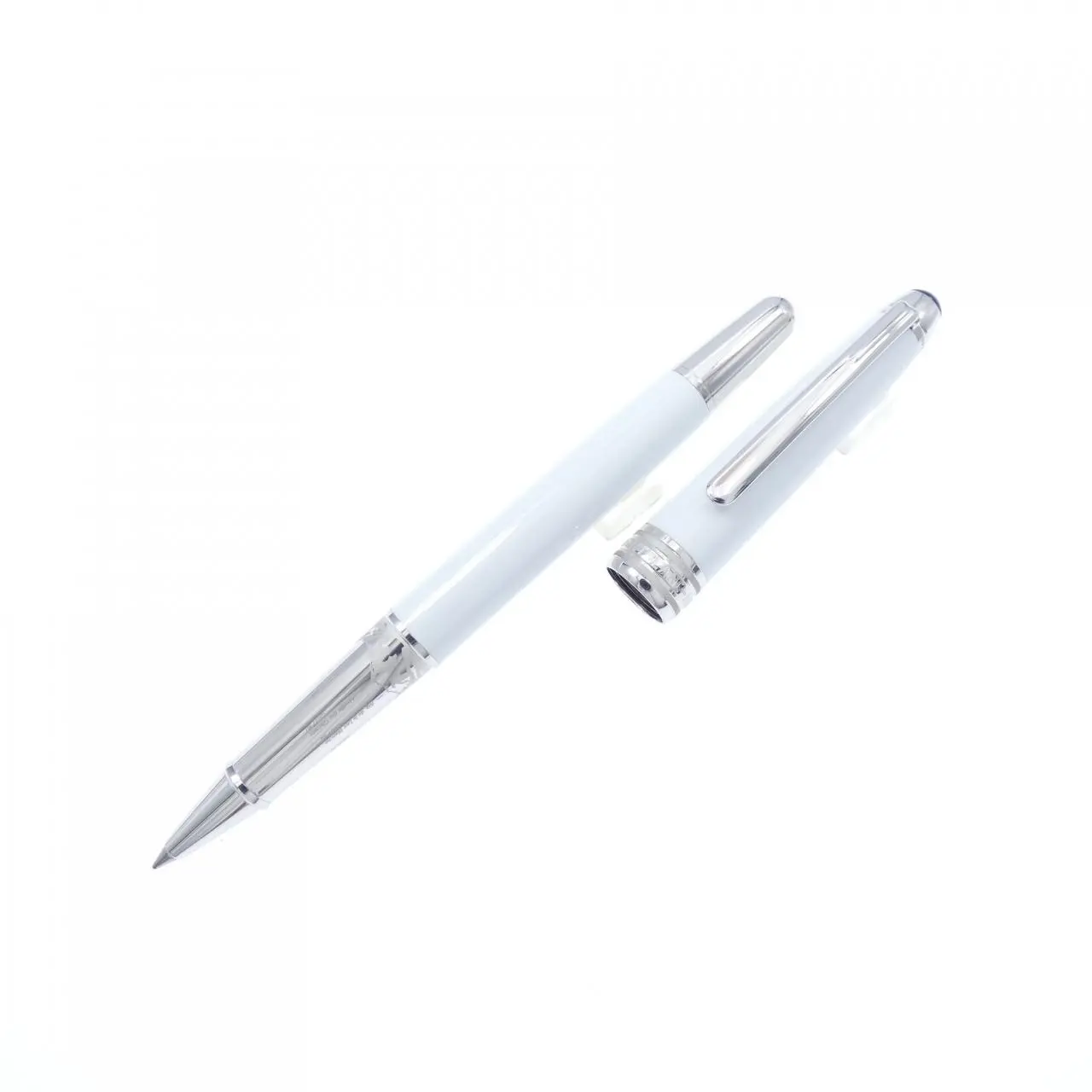 Pre-owned Montblanc Resin / Acrylic Small Leather Goods Meisterstuck White Solitaire Classic Rollerball Pen