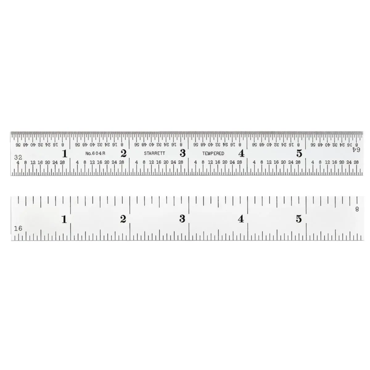 212 MAIN Starrett 604R-6 6 in. Spring-Tempered Steel Measuring Ruler with 4R Grads, Quick Read, for Home Office Use