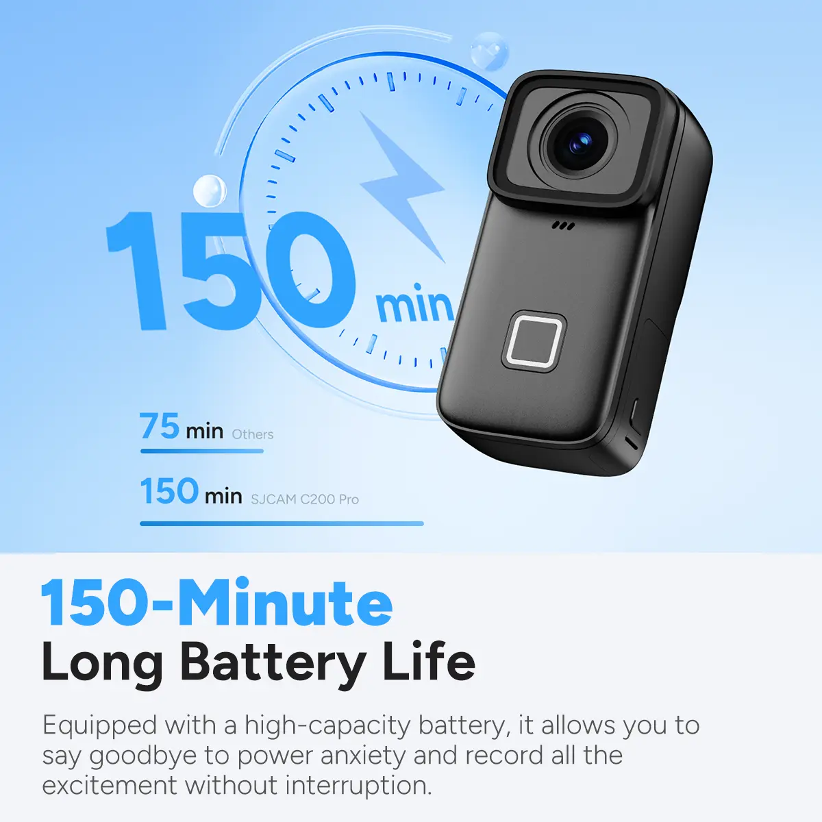 SJCAM C200 4K Action Camera with 64G Card, Long-Lasting 180 Mins