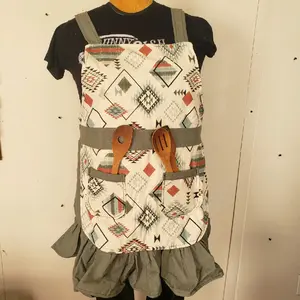 Olive Green Aztec Handmade Canvas Kitchen Apron