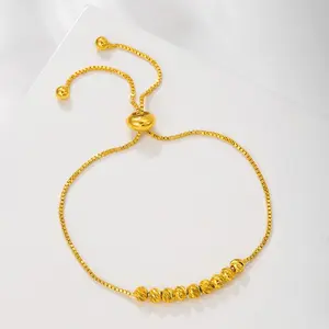 Gold Pulling Rope Bracelet Fashion Flower Bead Women's Good Luck Bead Bracelet - suitable for daily wear, as gifts on festivals, for lovers and friends.