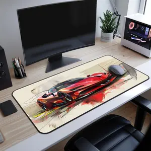 Race Car Desk Mat, Ferrari SF90 Mouse Pad, Cool Mouse Pad, Gift for Him, Father's Day Gift, Gift for Car Lovers, Home and Office Decor, Desk Mat Gifts