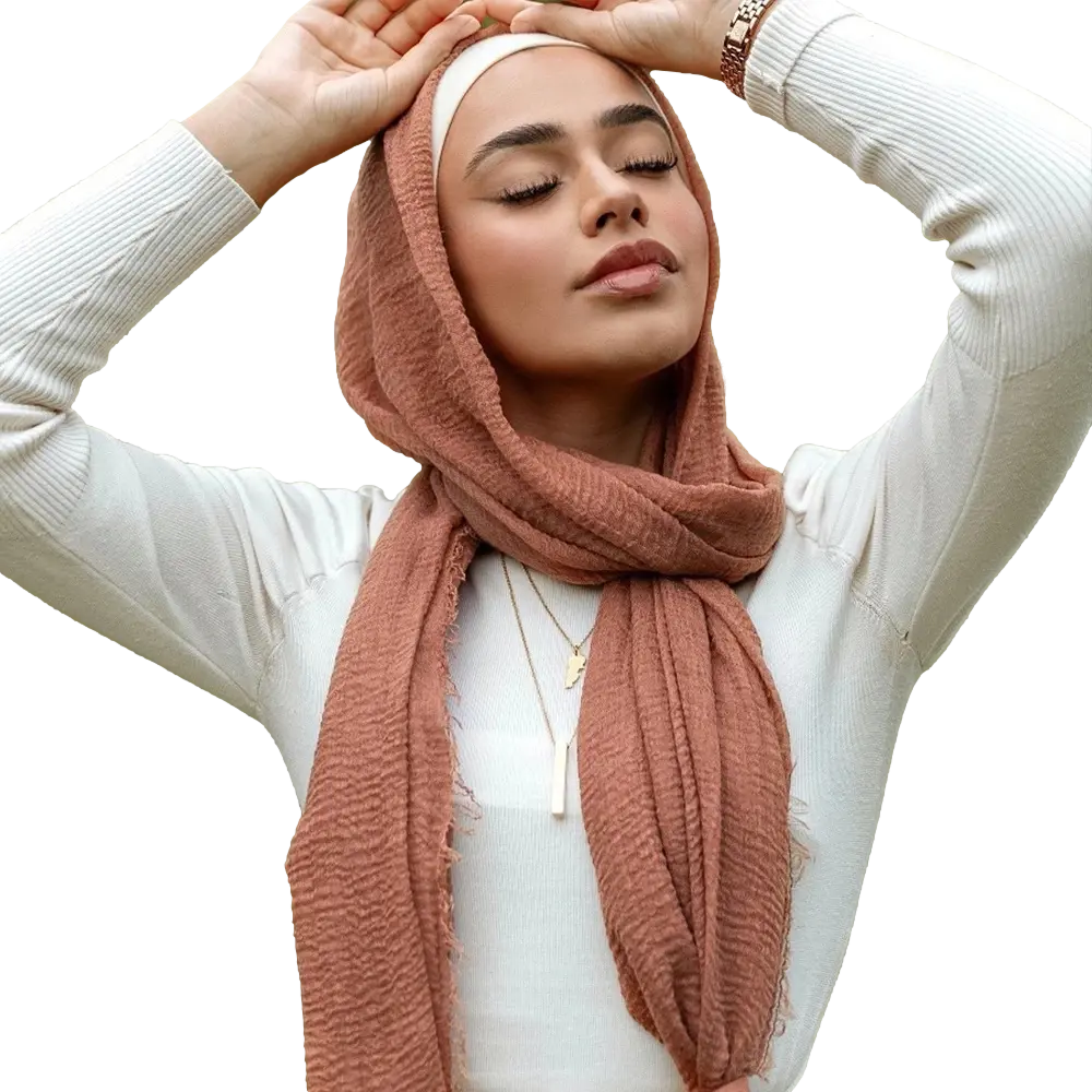 'Rust Reverie' Crinkle Cotton Scarf