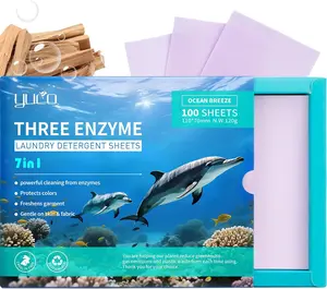 YUCO Eco-Friendly Travel Laundry Detergent Sheets - Liquidless Laundry Sheets Detergent for Travel No Plastic & Hypoallergenic (Ocean Amberwood)