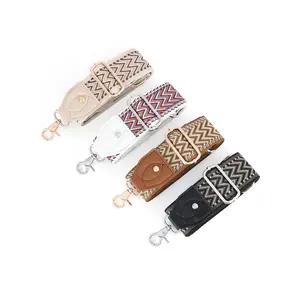 5CM Width Adjustable Wide Shoulder Strap DIY Single Shoulder No Drill Embroidered Old Flower Wide Sling Canvas Bag Strap