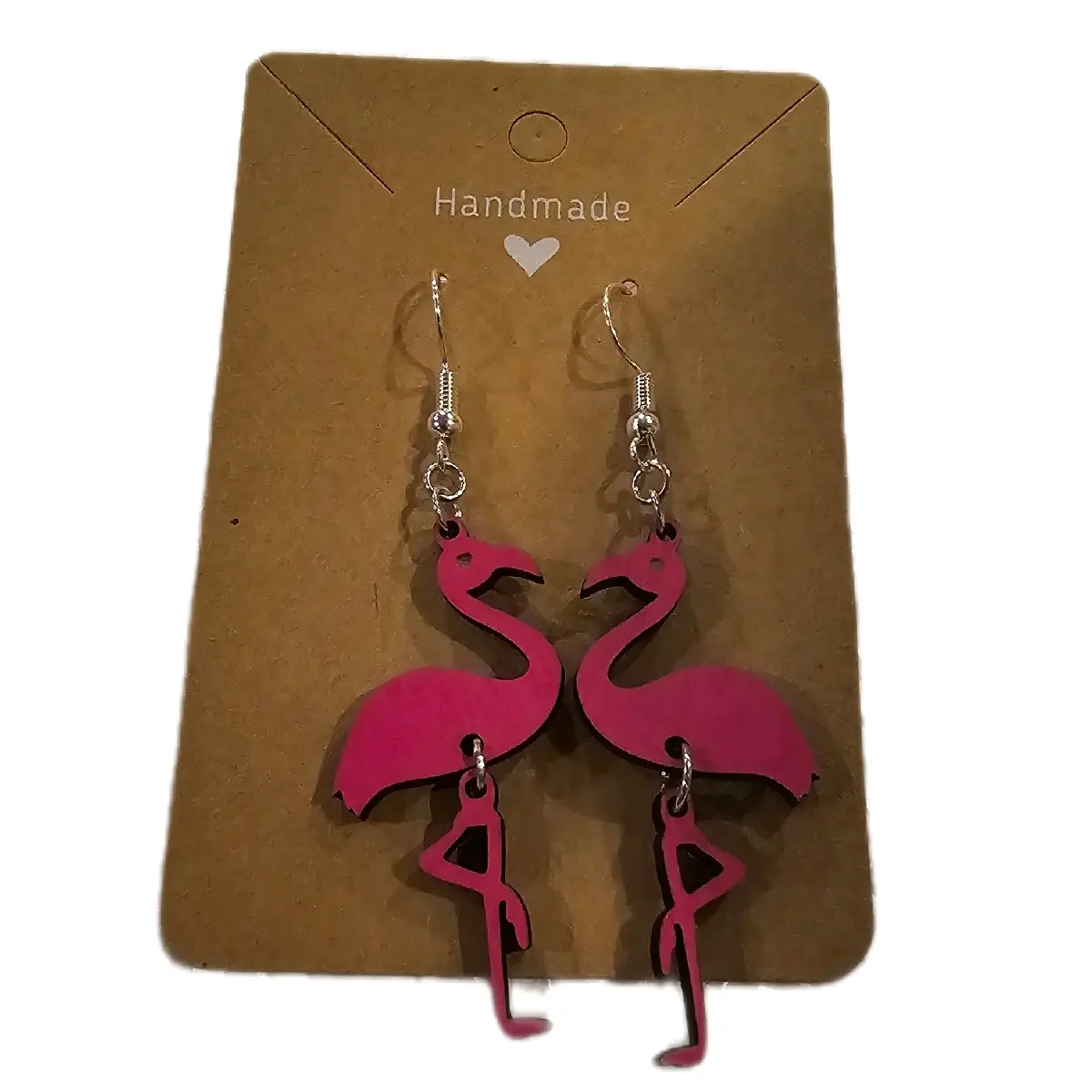 178) Wood Fuchsia Flamingo Earrings! 178) Wood Fuchsia Flamingo Earrings!