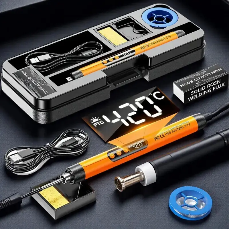 Portable Mini Digital USB Rechargeable Soldering Iron Set with Three Temperature Settings, Suitable for Home Appliance Repair And DIY Projects, Featuring a Low Voltage 8W Charging Soldering Pen for Manual Welding, Tool Kit
