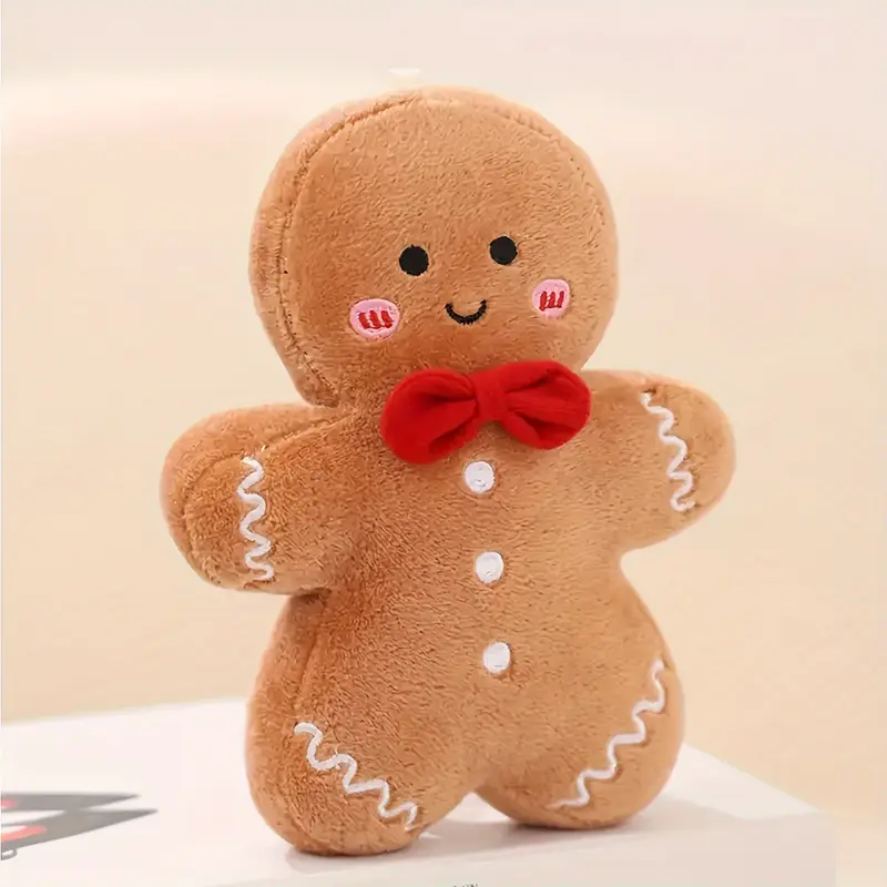Gingerbread Man Plush Toy Stuffed Animals Cartoon Gingerbread Man Ornament Soft Huggable Holiday Pillow Throw Pillow Soft Cuddly Gift - Perfect for Christmas