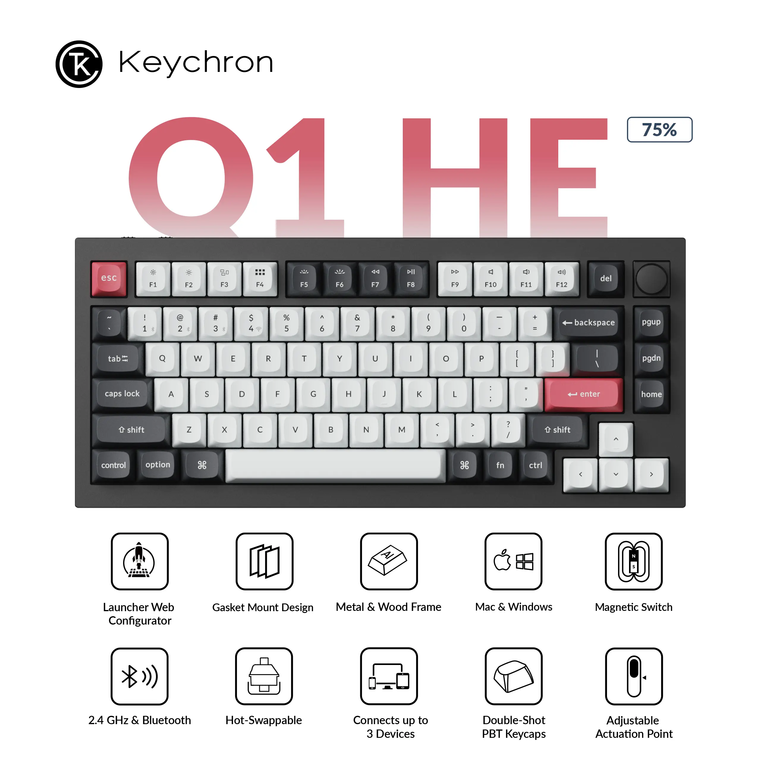 Keychron Q1 HE QMK Wireless Custom Keyboard Keychron Q1 HE QMK Wireless Custom Keyboard