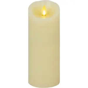 Scalloped Edge Flameless LED Candle -  3.5" x 8.75" - Real Wax Pillar  Operated Moving Flame w/Timer Unscented 1000Hr Runtime