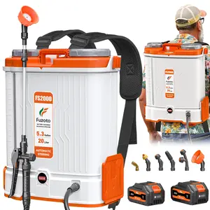 5.3 Gallon Battery Powered Backpack Sprayer, 2 * 20V Large Capacity Battery & 45-90PSI Adjustable Pressure, Electric Backpack Garden Sprayer with 6 Spray Nozzles for Lawn, Garden, Yard