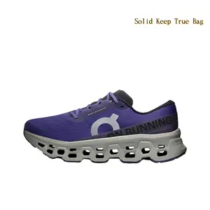 Deep Purple & Grey Knit Mesh Running Shoes, Non-Slip Geometric Hollow-Sole Athletic Sneakers, Breathable Cushioned Footwear for Hiking, Jogging & All-Day Casual Wear