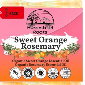 3 pack sweet orange Rosemary organic soap