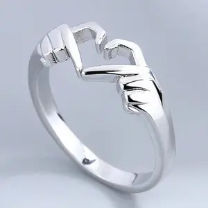1pc Adjustable Heart Hug Hands Open Friendship Ring, Best Friends Forever Jewelry for Girls and Teens