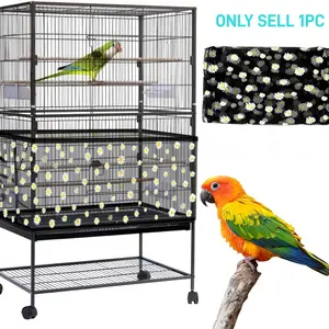 Adjustable Drawstring Birdcage Mesh Cover, Universal Fit Anti-Splash Food Splash Proof Net, Dustproof Breathable Cage Protector for Small Medium Birds