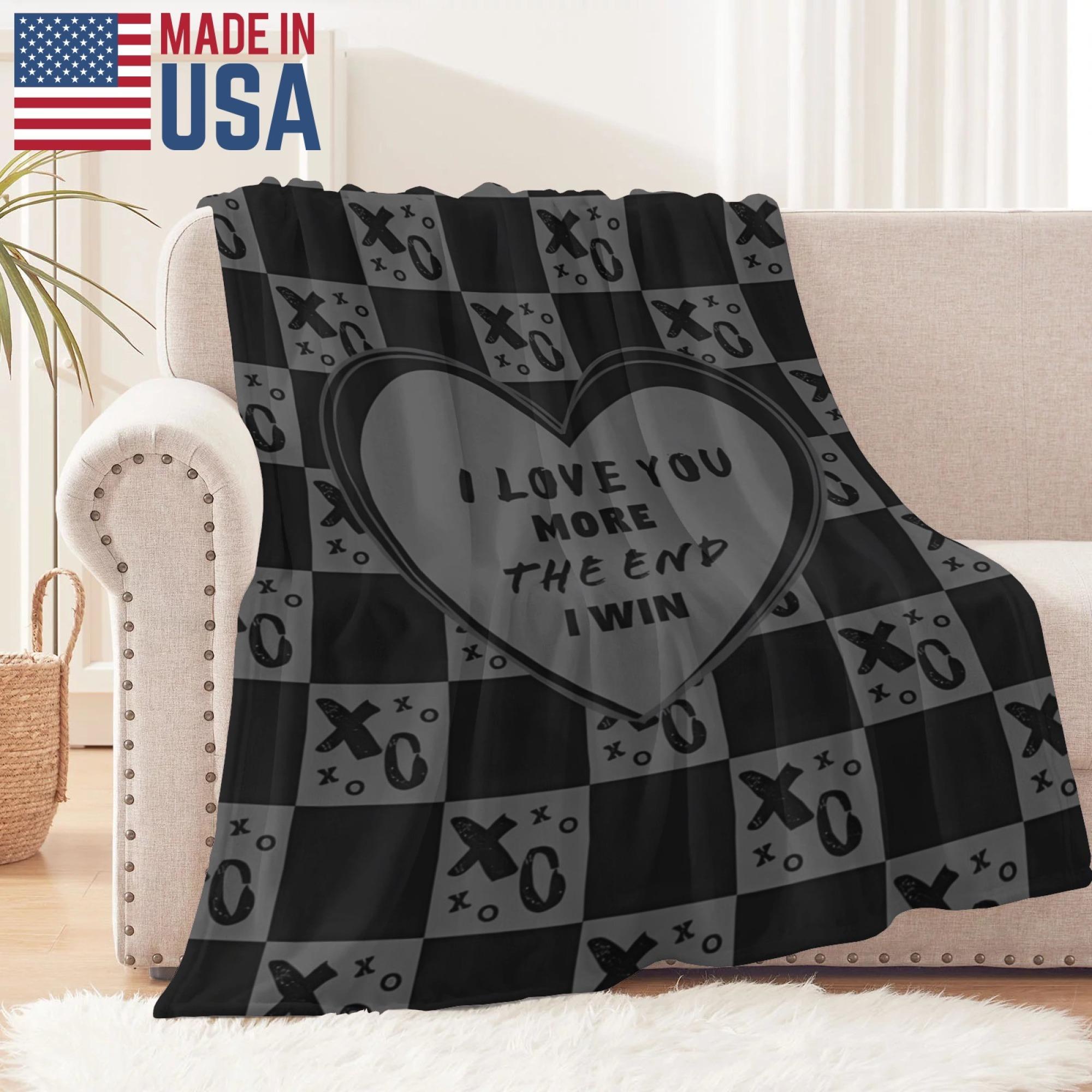 Throw Blanket Valentine's Day I Love You More The End I Win Soft Blanket Cozy Sofa Bed Blankets Warm Lightweight Cover for Couch Living Room Bedroom Office 30x40 Inch