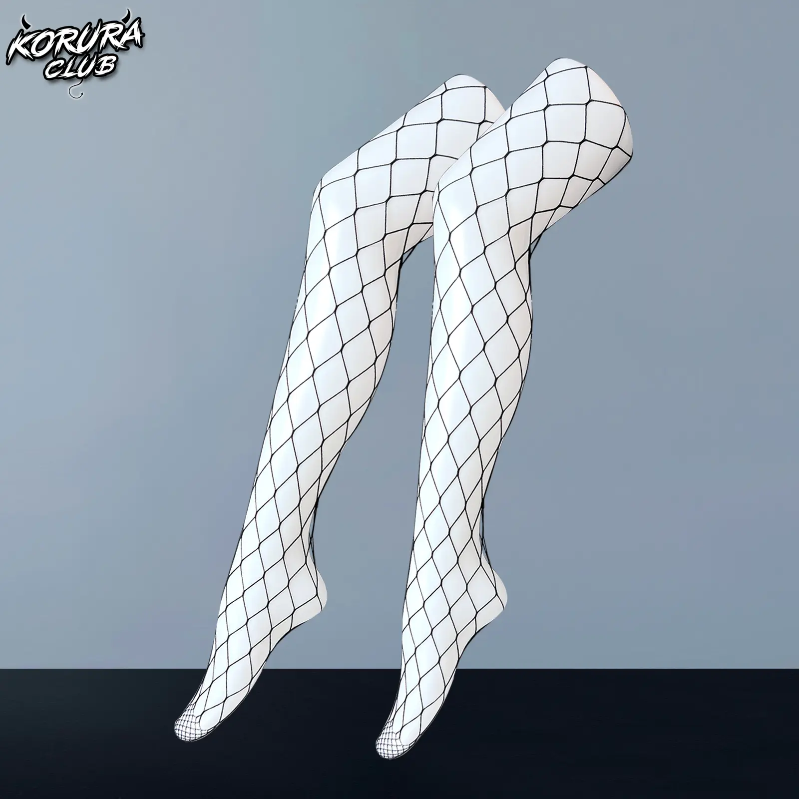 KORURACLUB Women's High-Waist Sheer Fishnet Tights, 3 Piece Cosplay Set with Large and Small Mesh (2 Black, 1 White), Stockings