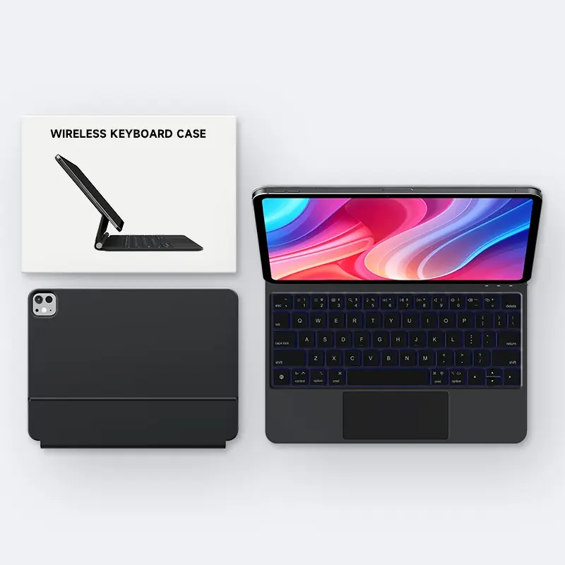 Universal iPad Keyboard Case with Magnetic Attachment, Multi-Touch Trackpad, Compatible with All iPad Models, Protective Cover