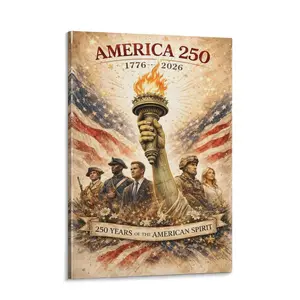 America 250 1776-2026 Themed Canvas Poster Patriotic Decor Independence Day Wall Art for Dorms Offices Bedrooms High-Quality Canvas New
