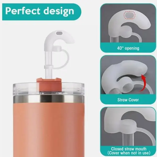 Anti-Wrinkle Straw Toppers – Set of 4 Silicone Caps for 10mm Straws