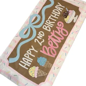 Ice creme themed painted birthday banner customizable colors and wording