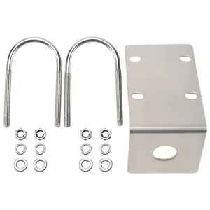 Silver Stainless Steel Antenna Mount Bracket with U-Style Bolts, Compatible for Ham UHF VHF CB Cellular Trucker Antennas