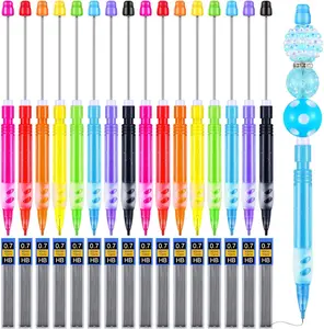 Feifeiya 16 Pcs Beadable Mechanical Pencils Set Colored Mini Beadable Pencils with Lead Refills for Writing Drawing Sketching DIY Crafting Gift for Employee Staff Coworker