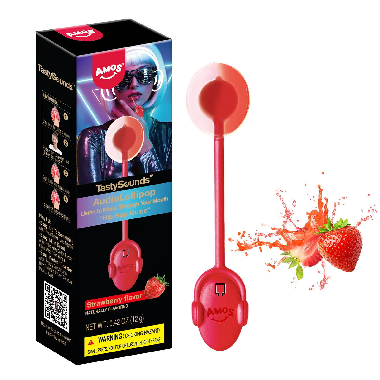Music Lollipop strawberry flavor