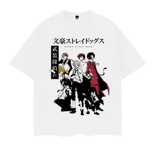 Bungou Stray Dogs "Armed Detective Agency" Vintage Oversized Tee Anime T-shirt 100% Cotton Original Design Men's Top Streetwear Casual Menswear Tshirt