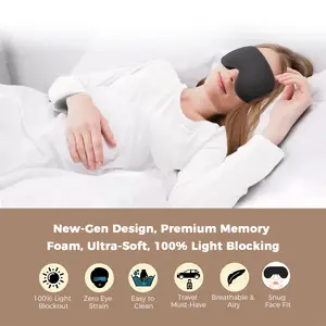 Sleep Eye Mask, 3D Deep Contoured, Light Blocking Nose Pad, Hypoallergenic Memory Foam, Adjustable Strap, No Pressure on Eyes