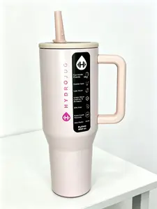 HydroJug 40oz Matte Blush Pink Insulated Vacuum Flask Water Bottle - Leakproof Straw Lid, 24H Cold Retention, Handle, Cup Holder-Friendly Travel Drinkware, Water Bottles