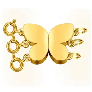 Layering Magnetic Necklace Clasp,18 K Gold and Silver Separator for Stackable Necklaces