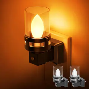 Candle Night Light Plug in [2 Pack],  Night Lights Plug into Wall, LED Night Light with  Light Sensor, 1800K  Candle Nightlight for  Hallway Bathroom Bedroom