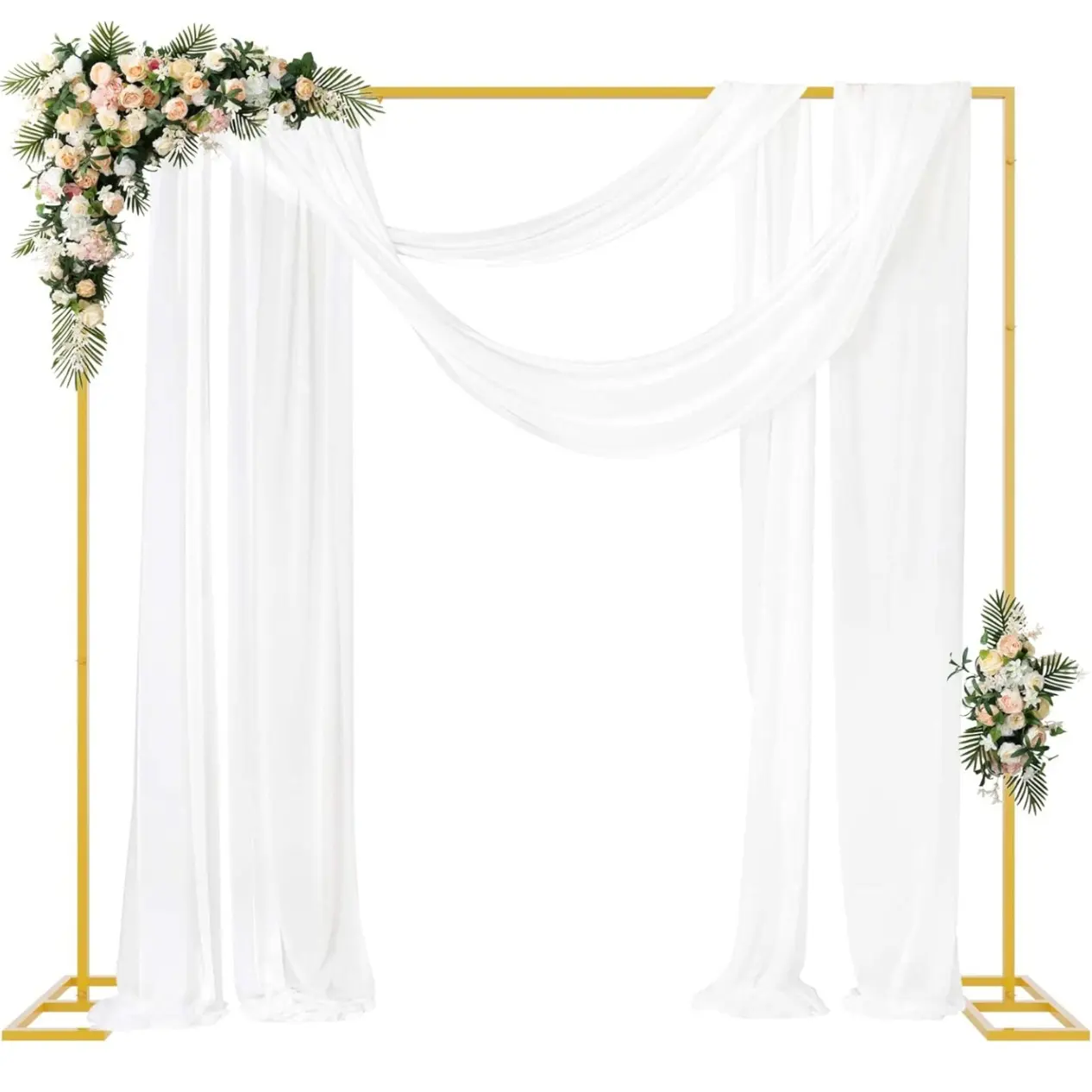 Gold Metal Square Backdrop Stand - 8.2FT x 8.2FT Rectangular Frame for Wedding, Party Background Decoration, Banner & Bridal Arbor Balloon Setup