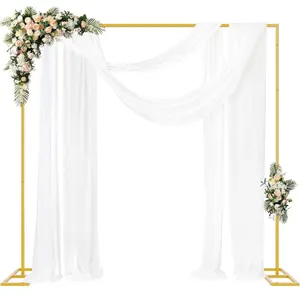 8.2FT x 8.2FT Gold Metal Square Backdrop Stand - Rectangular Frame for Wedding, Party Decor, Banners, Bridal Arbor Balloon Setup