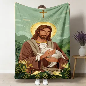 Jesus Shepherd Fleece Blanket, 1 Count Soft Warm Throw Blanket, Cozy Blanket for Home, Office, and Travel 50"x60"