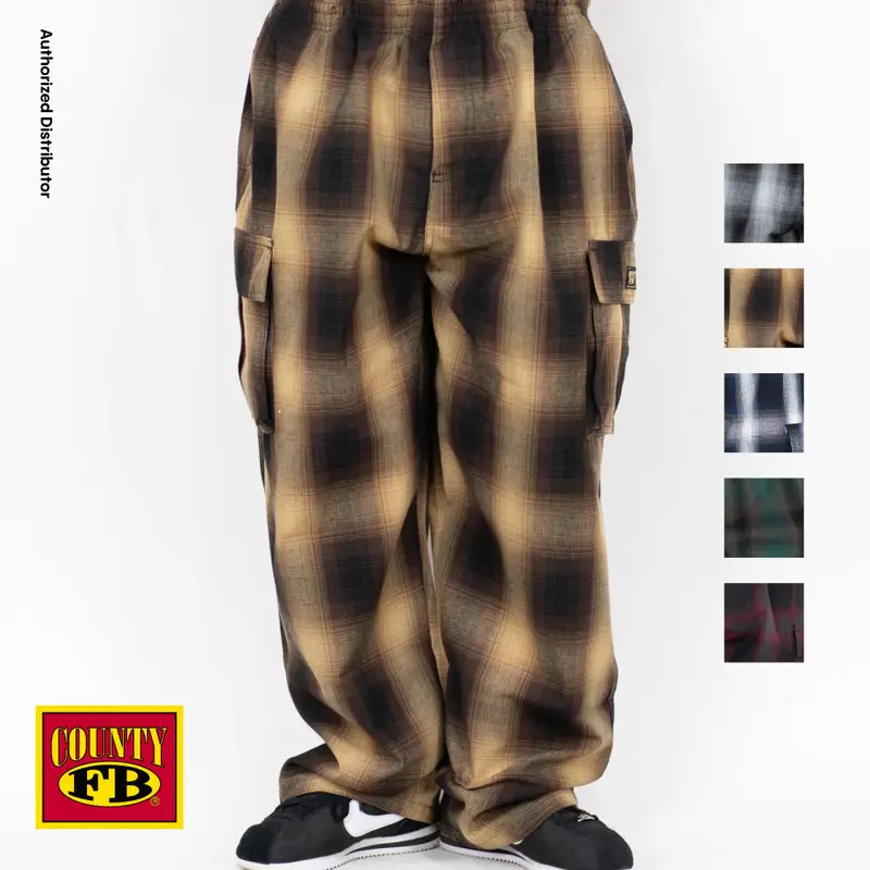 FB COUNTY Men's Cargo Checker Pants FBCOUNTY Pajama Pants 6 Pockets Drawstrings Elastic Waist Hip Hop Harem Casual Pants Party (S to 3XL)