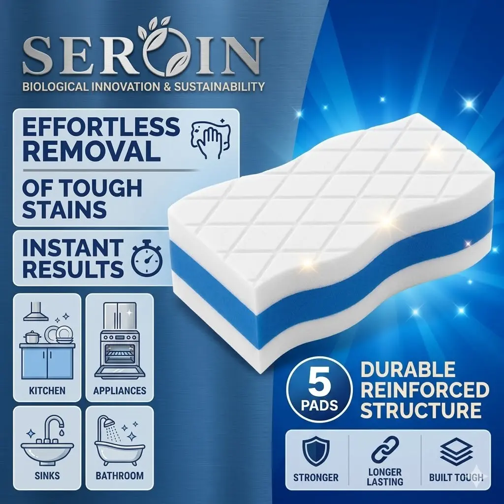 Serein Magic Eraser Sponge, All Purpose Cleaner, Cleaning Scrubber, Scrub Sponges, Sponges For Cleaning, Kitchen, Bathroom, Shower, Oven, Cleaning Supplies.