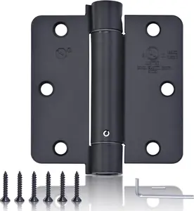 Self Closing Hinge 3 "x 3 " Adjustable 3 1/2 Inch Matte Black Auto Close Spring Hinges Door Closer Hinge 1/4" Radius Corner for Commercial Grade Auto Self-Closing 3 count