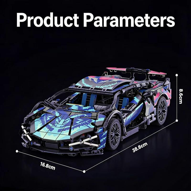 Compatible with Lego remote control toy building blocks, assembly supercar children's toy car racing model, small particles.